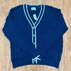 Old Navy Navy Blue Cardigan with Light Blue Trim